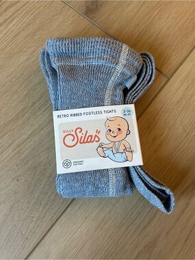 Retro Ribbed Footless Tights in Heather Gray